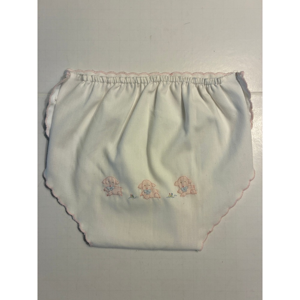 Auraluz Vintage Baby Girl Hand Embroidered Lamb Diaper Cover Bloomer 18-24M